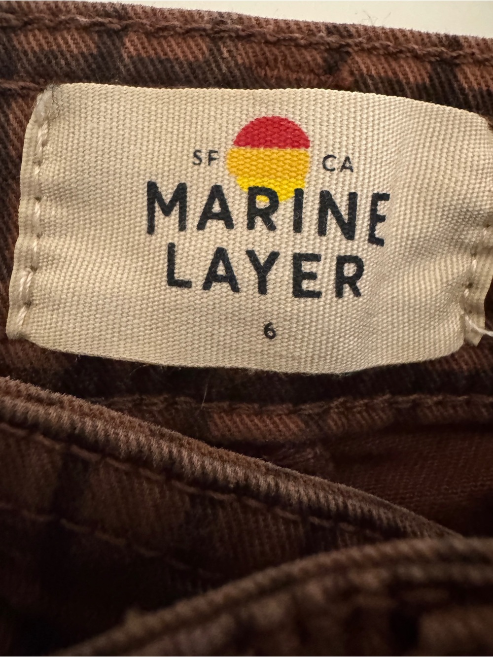 Marine Layer Orange Brown Bridget Pants in Pinecone Plaid Cropped Women Pants - Picture 3 of 5